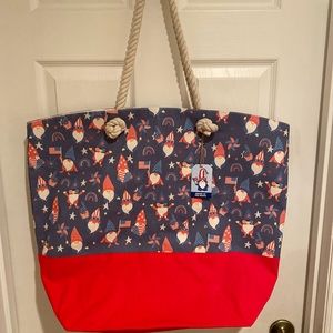 Patriotic Gnome Tote, July 4th Patriotic Gnome Bag With Rope Handles, XL, Gnomes